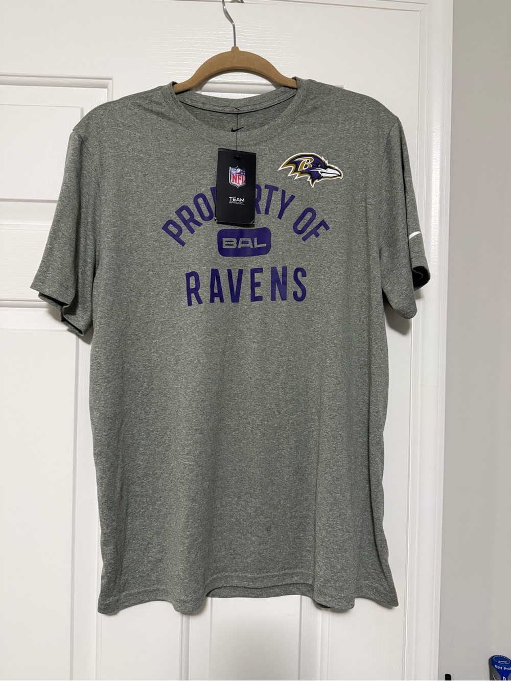 Nike Gray Baltimore Ravens Large Dri-Fit Property of Ravens' Tee